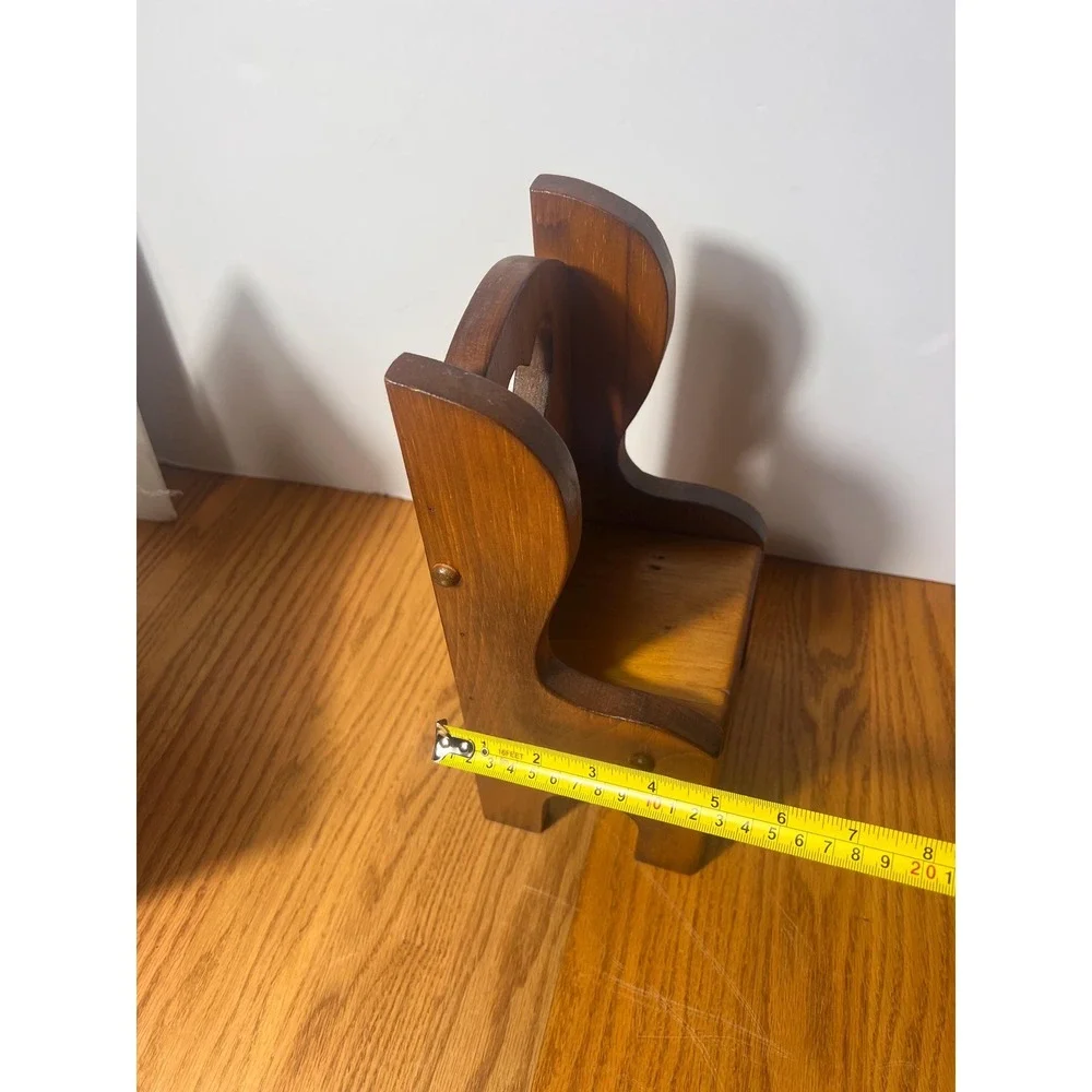VTG Wooden Doll Chair with Heart Cutout Child's Toy Doll Furniture 80s cottage